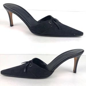 Gucci GG Canvas Mule Heels in Black